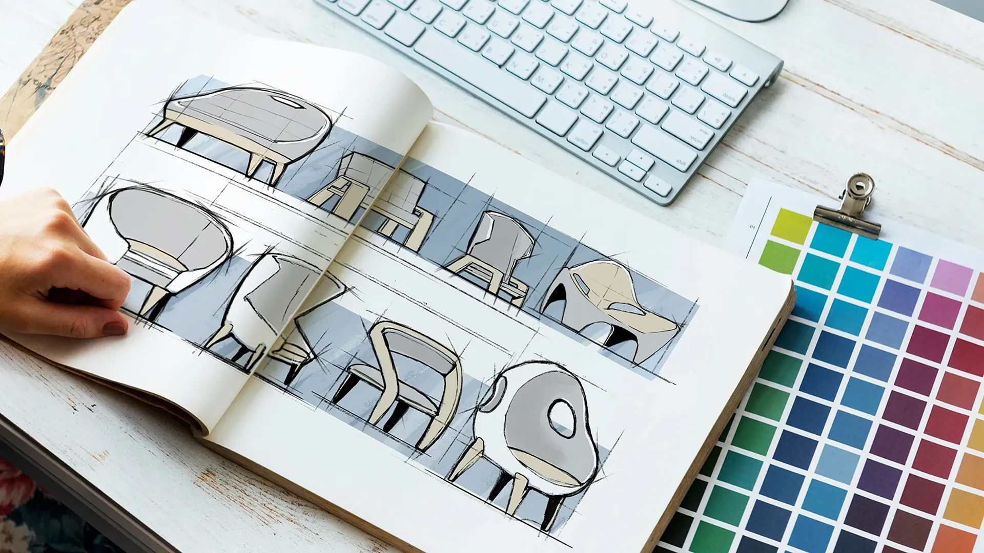 Bocetos de prototipos de productos.